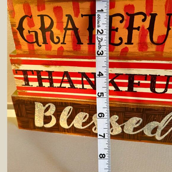 Double-Sided Wood Block Sign | Grateful Thankful Blessed / Believe in Christmas - Picture 8 of 8